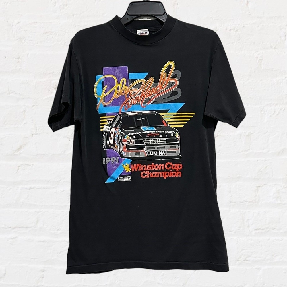 Vintage Dale Earnhardt 1991 Winston Cup Champion T-Shirt Sports Image Black L